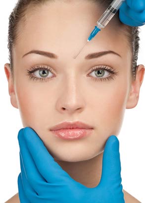 Injectable wrinkle treatment injected into face